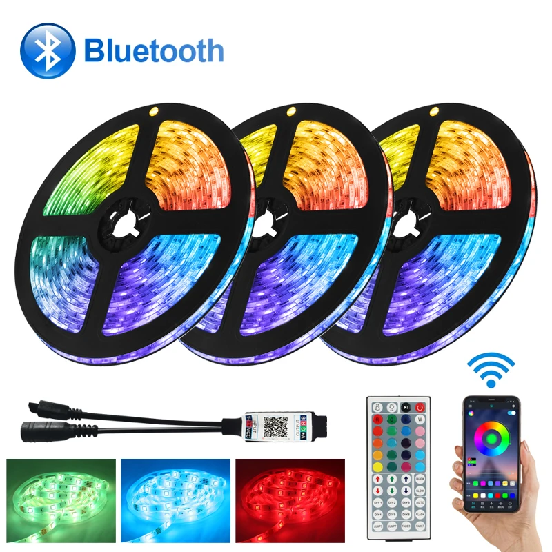 RGB5050 Bluetooth LED Strip Lights SMD Flexible Ribbon Waterproof Led Lighting Decor 5M10M15M20M Tape Diode DC12V WIFI Control
RGB5050 Bluetooth LED Strip Lights SMD Flexible Ribbon Waterproof Led Lighting Decor 5M10M15M20M Tape Diode DC12V WIFI Control