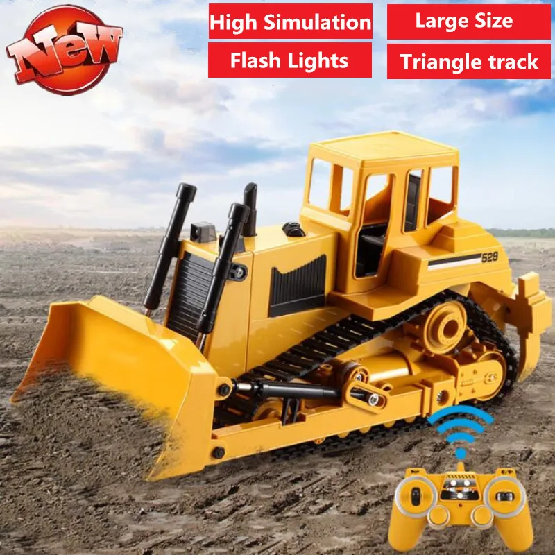 New High Simulation Bulldozer Truck Toy Model With simulation Sound Light Effect vehicle excavator truck with Triangle track | Игрушки и