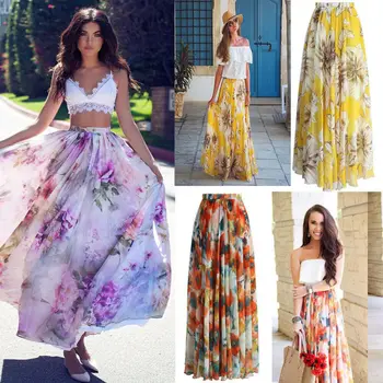Hirigin Ladies Casual Chiffon Boho Floral Gypsy Long Maxi Full Skirt Sundress Fashion 
Hirigin Ladies Casual Chiffon Boho Floral Gypsy Long Maxi Full Skirt Sundress Fashion