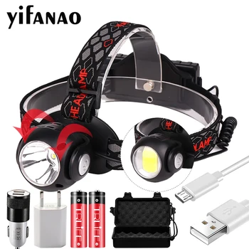 COB LED Headlight USB T6 Headlamp Double Use Head Lamp Torch Multi-Functional Rotate Red White Light Waterproof by 18650
COB LED Headlight USB T6 Headlamp Double Use Head Lamp Torch Multi-Functional Rotate Red White Light Waterproof by 18650