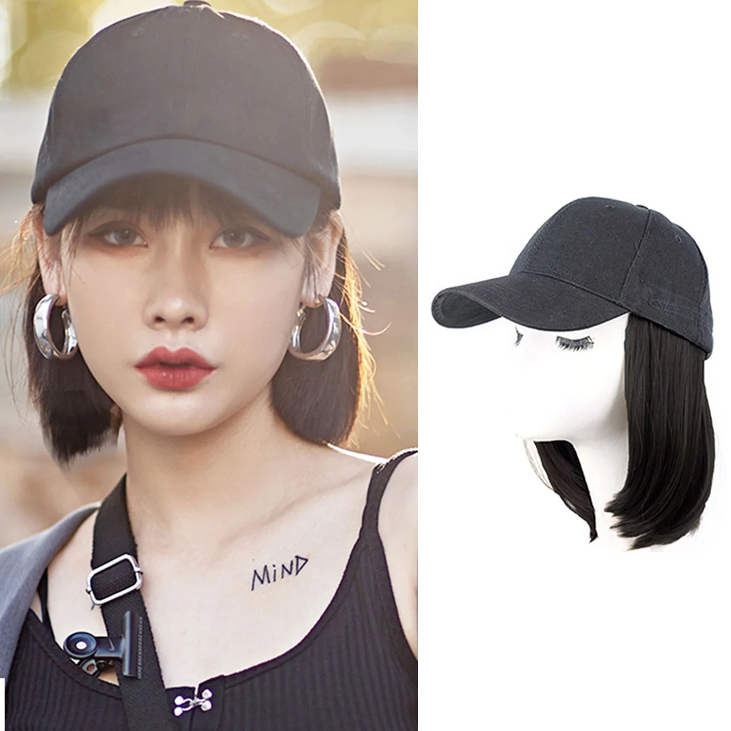 Fashion Baseball Cap Wig with Hair Extensions Short Straight Bob Hair Wigs for Women Girl Ladies Cosplay Daily Wear
Fashion Baseball Cap Wig with Hair Extensions Short Straight Bob Hair Wigs for Women Girl Ladies Cosplay Daily Wear