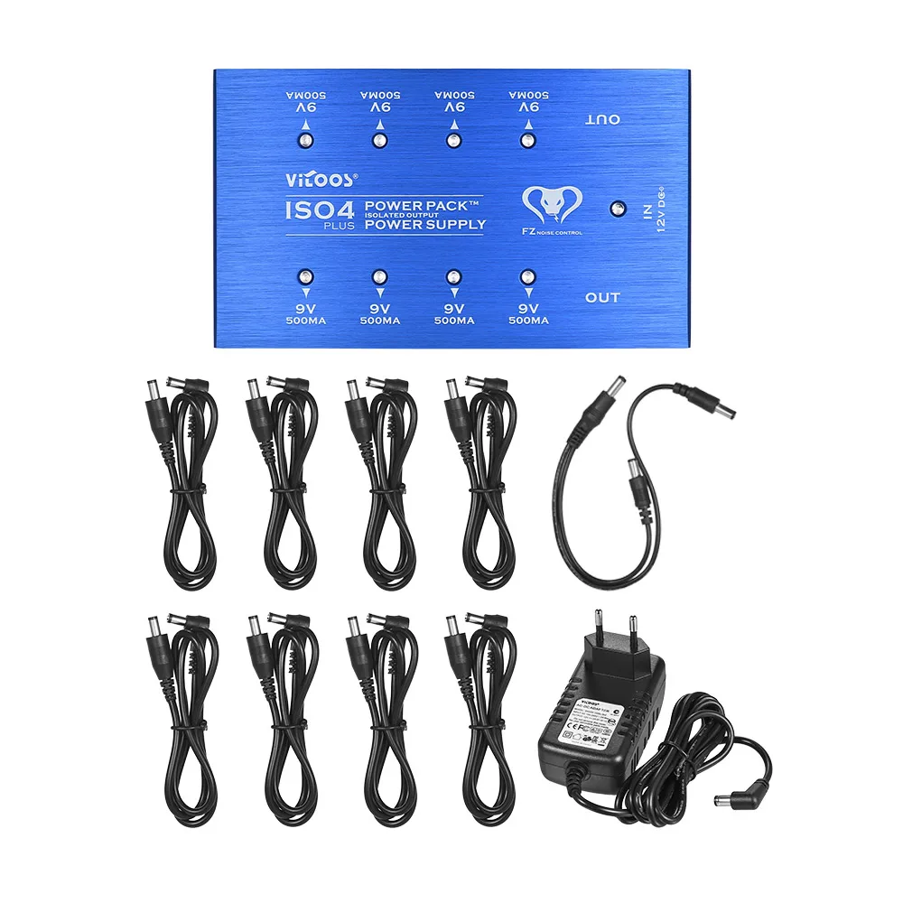 

VITOOS ISO4PLUS Guitar Effects Power Supply Power Pack Station 8 Isolated DC 9V Outputs Max. 500mA with Short Circuit Protection