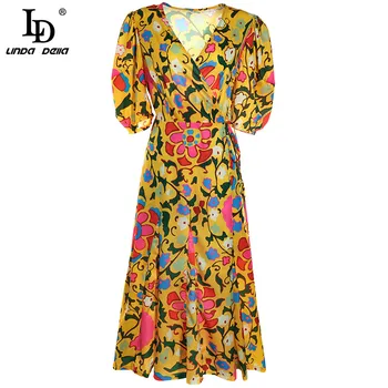 LD LINDA DELLA Summer Fashion Colorful Dresses For Woman Designer Vintage Flowers Print Ladies Vacation Midi Dress 
LD LINDA DELLA Summer Fashion Colorful Dresses For Woman Designer Vintage Flowers Print Ladies Vacation Midi Dress
