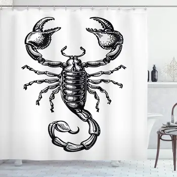 Zodiac Scorpio Shower Curtain, Monochrome Sign Sketch Art of a Scorpion Tattoo Animal Horoscopes Theme, Cloth Fabric Bathroom
Zodiac Scorpio Shower Curtain, Monochrome Sign Sketch Art of a Scorpion Tattoo Animal Horoscopes Theme, Cloth Fabric Bathroom