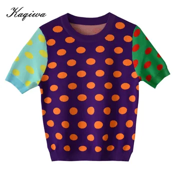 2020 summer new color polka dot pattern splicing round neck Pullover short sleeve women's T-Shirt Top B-190
2020 summer new color polka dot pattern splicing round neck Pullover short sleeve women's T-Shirt Top B-190