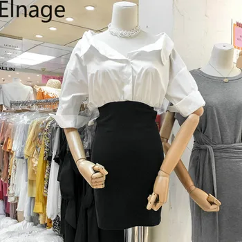 Elnage Spring Slim Fit Package Hip Sexy A Line Black Temperament Fake Two Pieces Patchwork Shirts Dress Women Summer 5A867
Elnage Spring Slim Fit Package Hip Sexy A Line Black Temperament Fake Two Pieces Patchwork Shirts Dress Women Summer 5A867