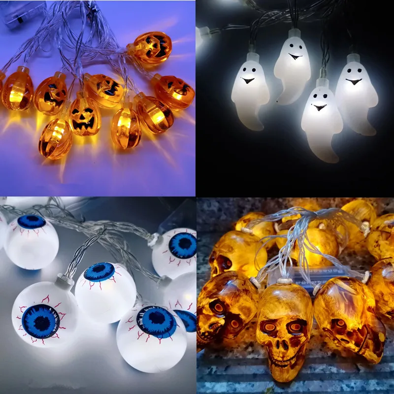 Гирлянда из 10 светодиодов для Хэллоуина тыква паук летучая мышь Череп светильник