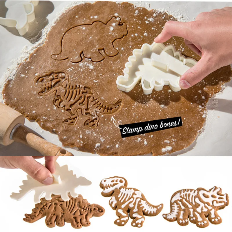 3Pcs Dinosaur Cookie Cutters Mold 3D Fondant Biscuit Embossing Mould DIY Baking Tools Kids Jungle Birthday Party Cake Decoration
3Pcs Dinosaur Cookie Cutters Mold 3D Fondant Biscuit Embossing Mould DIY Baking Tools Kids Jungle Birthday Party Cake Decoration