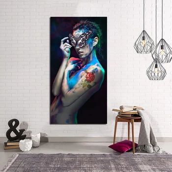 Canvas Painting Abstract Nude Art Tattoo Women with Butterfly Portrait Poster Wall Pictures for Living Room Cuadros Home Decor 
Canvas Painting Abstract Nude Art Tattoo Women with Butterfly Portrait Poster Wall Pictures for Living Room Cuadros Home Decor