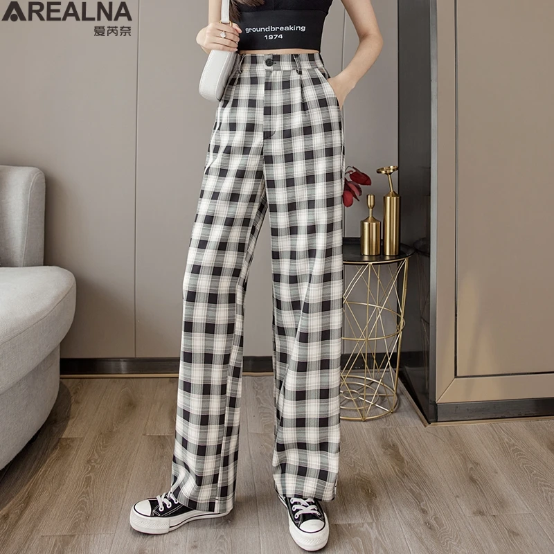 Женские повседневные брюки в клетку, модные широкие брюки с высокой талией в Корейском стиле, брюки в стиле Харадзюку для женщин, весна 2022
Женские повседневные брюки в клетку, модные широкие брюки с высокой талией в Корейском стиле, брюки в стиле Харадзюку для женщин, весна 2022