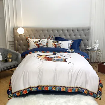 New 4pcs 600TC Egyptian cotton Duvet Cover Sets King Queen Size Bedding Sets Pillowcases horse bed cover fit sheet Bed Linen
New 4pcs 600TC Egyptian cotton Duvet Cover Sets King Queen Size Bedding Sets Pillowcases horse bed cover fit sheet Bed Linen