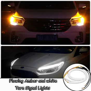 2PCS 60cm Universal Flexible Car led Daytime Running Light Flow Runs Headlight Flowing Amber and white Turn Signal Lights
2PCS 60cm Universal Flexible Car led Daytime Running Light Flow Runs Headlight Flowing Amber and white Turn Signal Lights