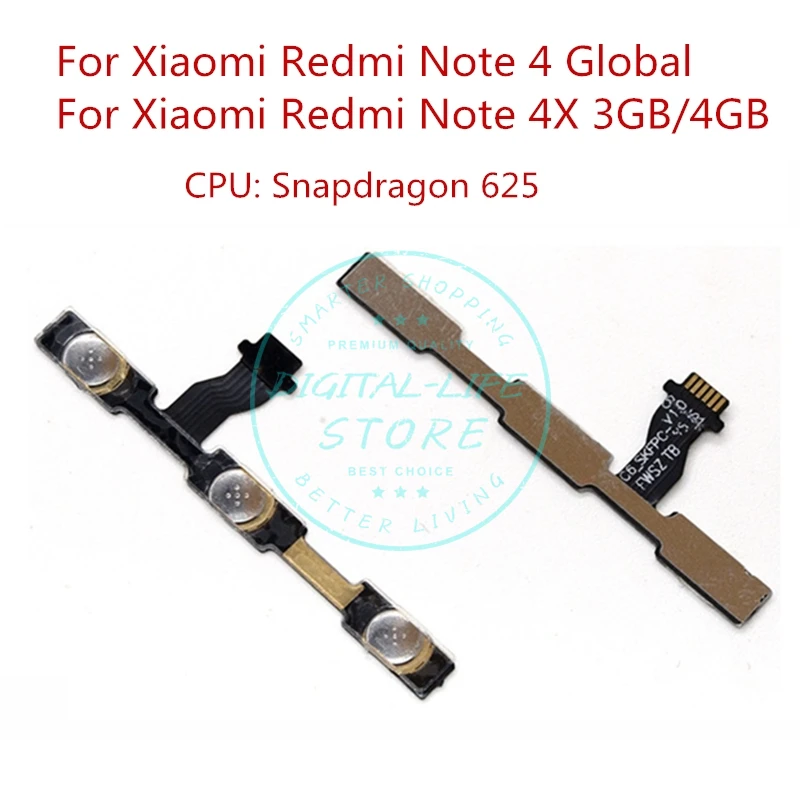 Боковая кнопка включения/выключения громкости для Xiaomi Redmi Note 4X гибкий кабель 4 Global