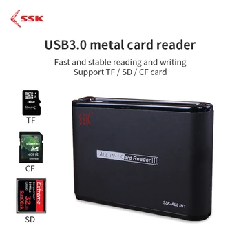 SSK Aluminum USB2.0 Card Reader All in One USB Memory Card Reader Reader High-Speed Adapter for PC Laptop Computer Tabler PC
SSK Aluminum USB2.0 Card Reader All in One USB Memory Card Reader Reader High-Speed Adapter for PC Laptop Computer Tabler PC