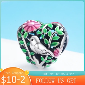 PANDACH 925 Sterling Silver Bird In Heart Flower Charms Beads Fit Original 3mm Bracelets Pendant Jewelry Making C647
PANDACH 925 Sterling Silver Bird In Heart Flower Charms Beads Fit Original 3mm Bracelets Pendant Jewelry Making C647