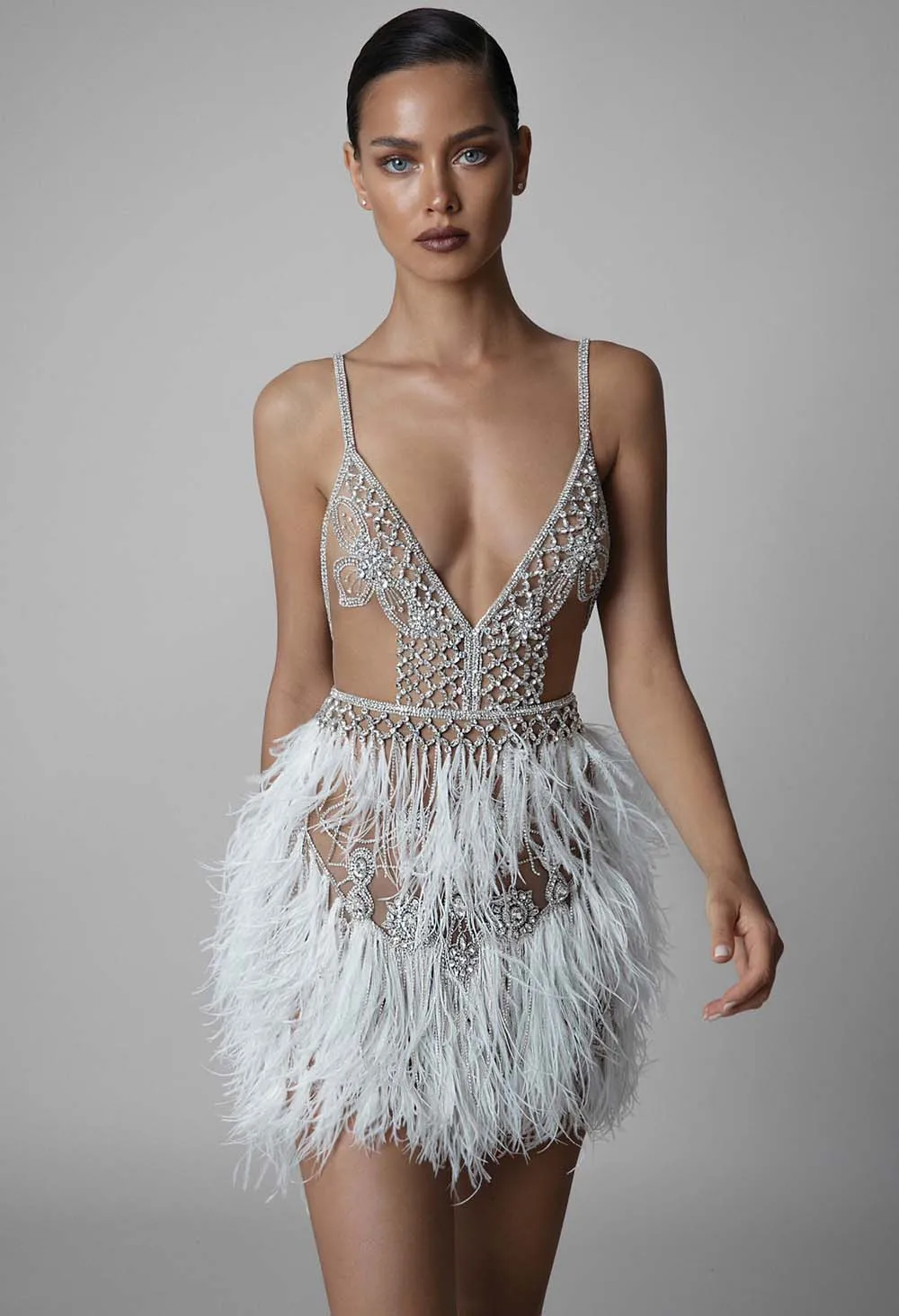 FREE SHIPPING Crystal Feather Dress Berta Evening Dresses JKP4832 FREE SHIPPING Crystal Feather Dress Berta Evening Dresses JKP4832