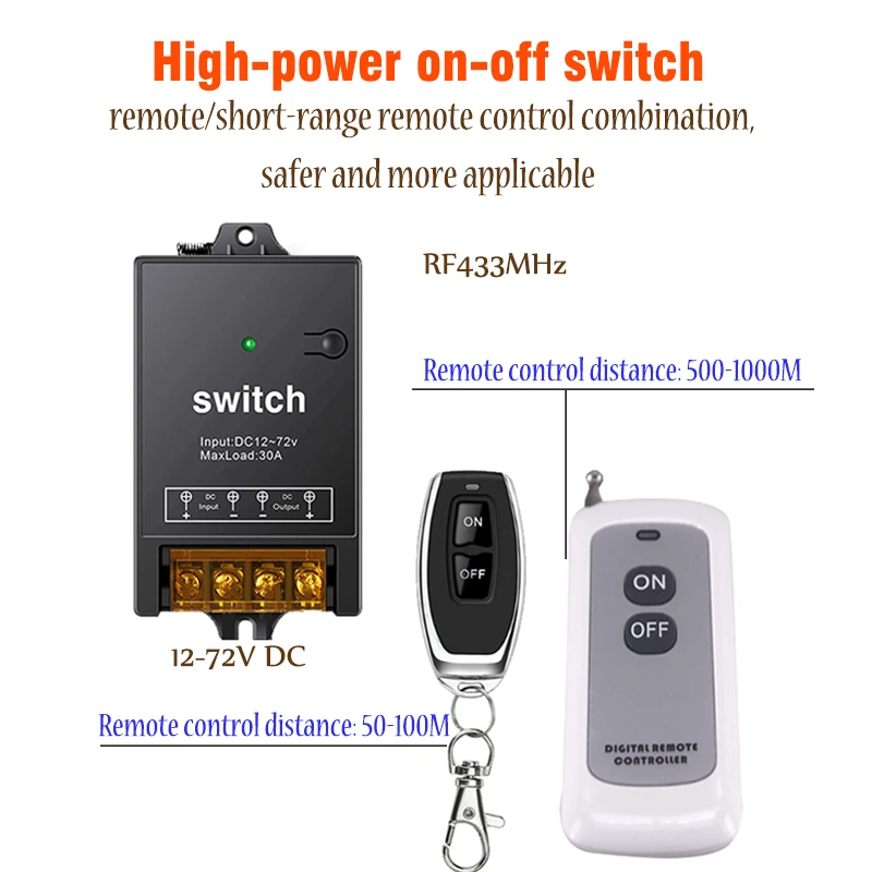 COLOROCK Wireless Switch DIY RF433 Remote Control 30A 12-72V DC Use With Two Controls | Обустройство дома
