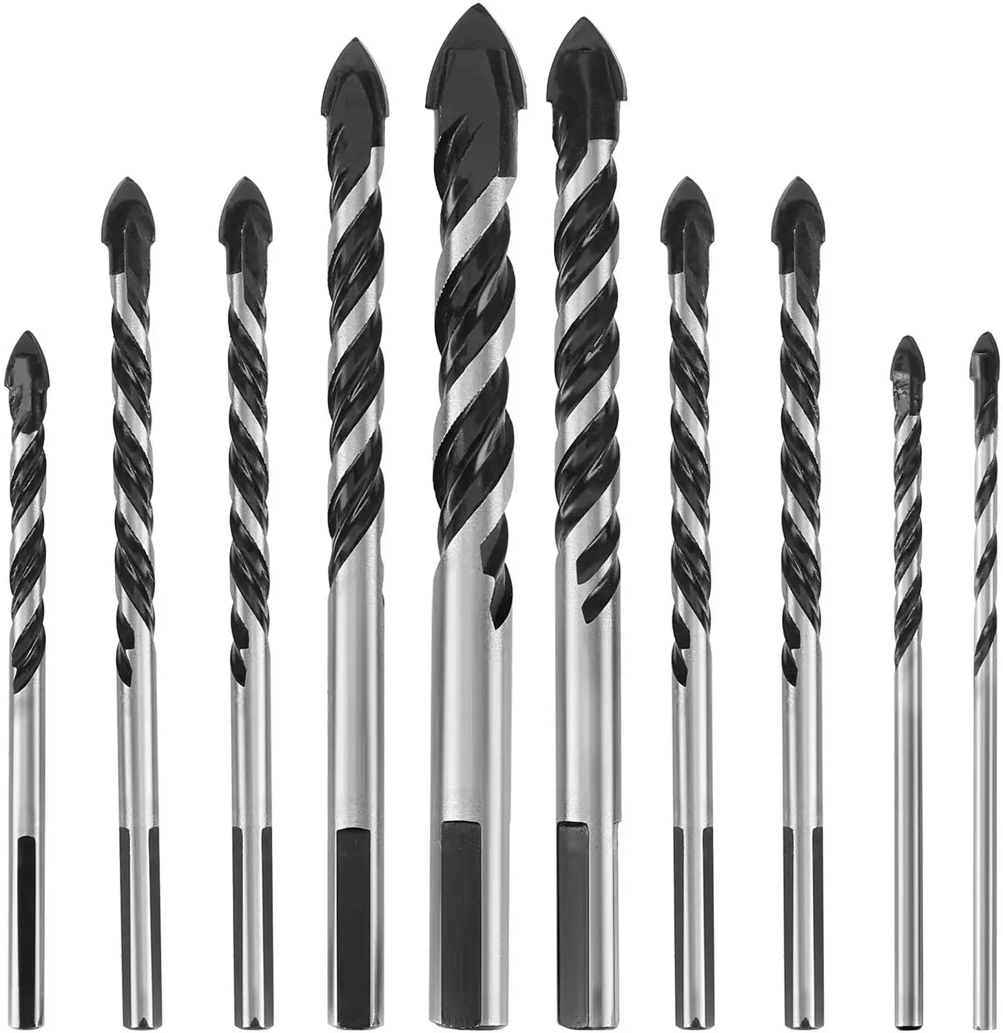 10Pcs Multi-Functional Drill Bit Set Twist Drill Bits for Tile Concrete Brick Glass Plastic and Wood Tungsten Carbide Tip Best
10Pcs Multi-Functional Drill Bit Set Twist Drill Bits for Tile Concrete Brick Glass Plastic and Wood Tungsten Carbide Tip Best