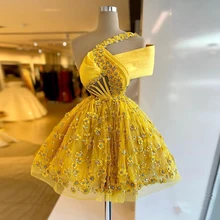 Yellow Fashion Luxury Party Dresses One Shoulder 3D Flowers Pleated Short Mini Length Women Evening Cocktail Gowns Custom Made
Yellow Fashion Luxury Party Dresses One Shoulder 3D Flowers Pleated Short Mini Length Women Evening Cocktail Gowns Custom Made