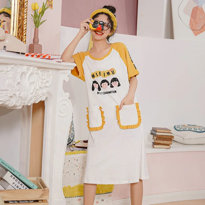 Peach Scent Pajamas Summer Thin Section Short Sleeve Nightgown Female Summer Pure Cotton Online Celebrity Cute Soft Girl Skirt S 
Peach Scent Pajamas Summer Thin Section Short Sleeve Nightgown Female Summer Pure Cotton Online Celebrity Cute Soft Girl Skirt S