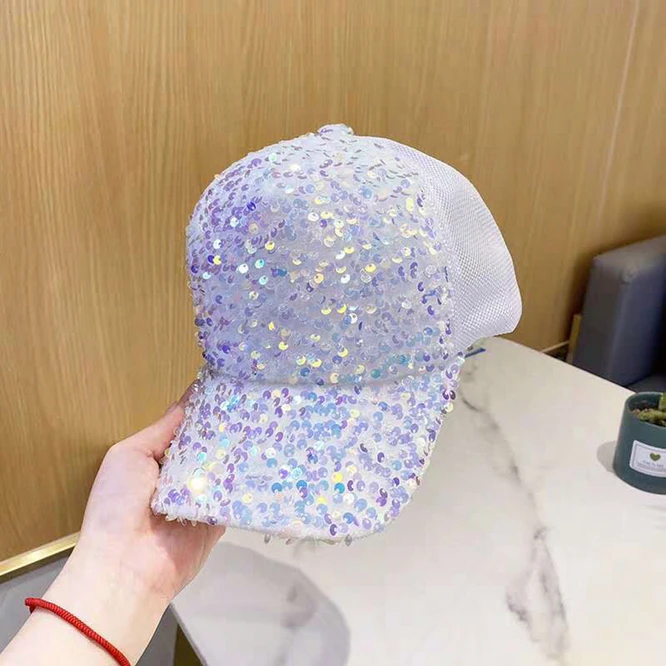 Spring summer New Sequin Baseball Cap Sunscreen Fashion Breathable Women Mesh Cap Student Girl Sun Hat White
Spring summer New Sequin Baseball Cap Sunscreen Fashion Breathable Women Mesh Cap Student Girl Sun Hat White