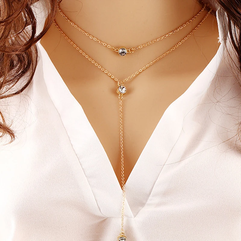 NEW Double-layer Crystal Long Gold-color Chain Necklace Vintage Accessary Crystal Collares Statement Jewlery
NEW Double-layer Crystal Long Gold-color Chain Necklace Vintage Accessary Crystal Collares Statement Jewlery