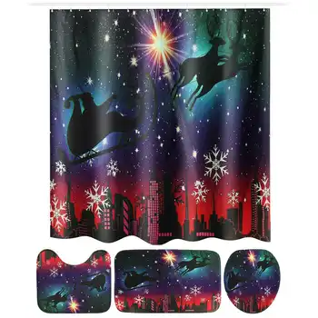 4pcs/set Christmas elk Shower Curtain Carpet Cover Toilet Cover Bath Mat Pad Set Bathroom Curtain Bath Mats Home Christmas Decor
4pcs/set Christmas elk Shower Curtain Carpet Cover Toilet Cover Bath Mat Pad Set Bathroom Curtain Bath Mats Home Christmas Decor