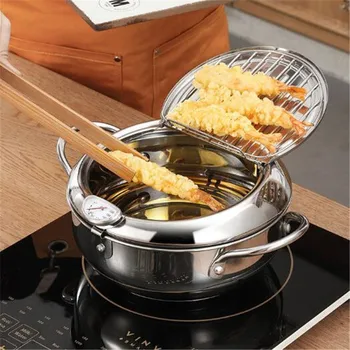 Fryer Pan Stainless Steel Deep Frying Pot Thermometre Temperature Control Fried Chicken Pot Kitchen Cooking Tools 
Fryer Pan Stainless Steel Deep Frying Pot Thermometre Temperature Control Fried Chicken Pot Kitchen Cooking Tools