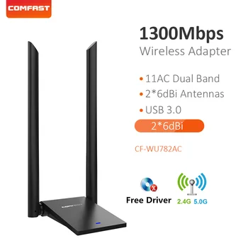 Wifi antenna adapter USB Wi Fi Adapter 2*6dBi Antennas 1300Mbps 802.11ac Dual band Long Distance Ethernet wireless receiver PC
Wifi antenna adapter USB Wi Fi Adapter 2*6dBi Antennas 1300Mbps 802.11ac Dual band Long Distance Ethernet wireless receiver PC