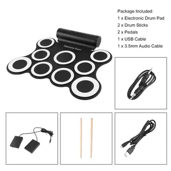 Portable Electronic Drum Pad Set With Drumsticks USB Charging 3009 Digital Drum Pad Foldable 3.5mm Audio Cable Musical
Portable Electronic Drum Pad Set With Drumsticks USB Charging 3009 Digital Drum Pad Foldable 3.5mm Audio Cable Musical
