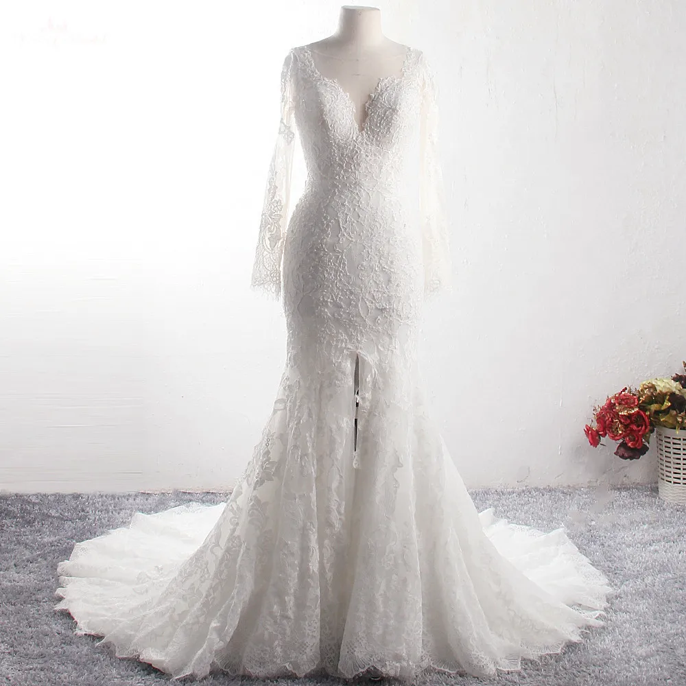 LZ369 Yiai Ivory Nice Lace Pearls Wedding Dress Long Sleeve Mermaid Dress Sexy Side Split Long Beach Dress
LZ369 Yiai Ivory Nice Lace Pearls Wedding Dress Long Sleeve Mermaid Dress Sexy Side Split Long Beach Dress