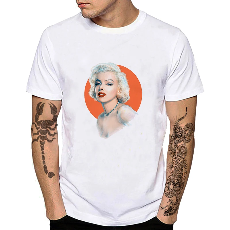 2020 Miniseries Hollywood Cotton T Shirt Cute Audrey Hepburn Printing Tee Shirts Marilyn Monroe POP Art O-Neck Summer Top YM014B | Мужская