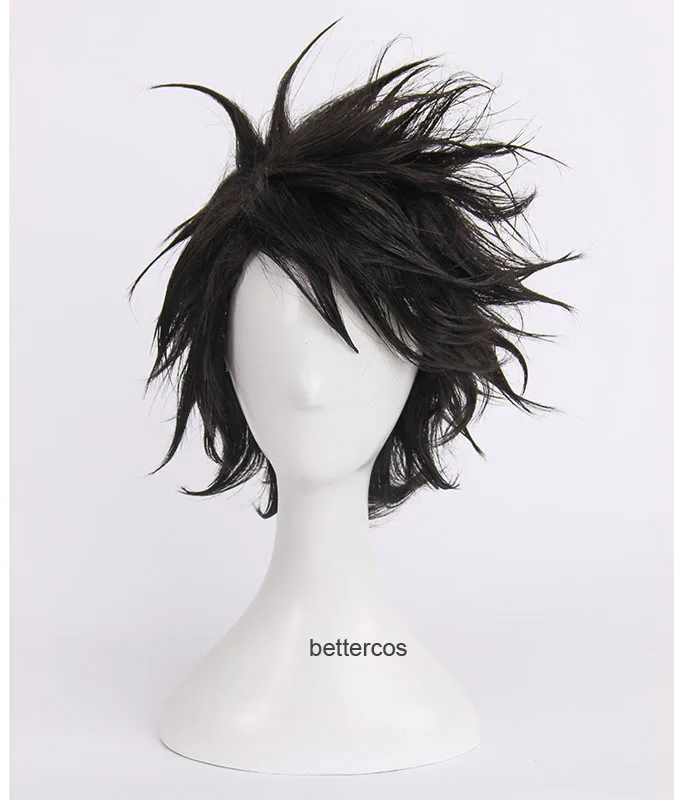 

Death Note L L.Lawliet Cosplay Wig Short Black Shaggy Layered Heat Resistant Synthetic Hair Wig + Wig Cap