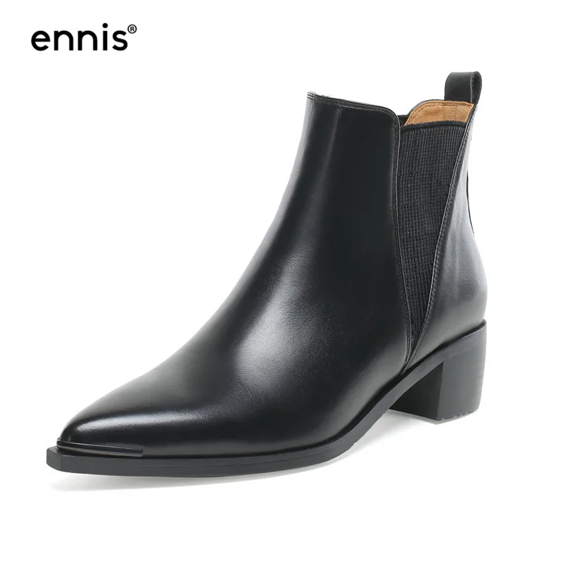 ENNIS 2019 Designer Women Boots Pointed Toe Genuine Leather Boots Female Black Ankle Boots Square Heel Shoes Autumn Winter A9148
ENNIS 2019 Designer Women Boots Pointed Toe Genuine Leather Boots Female Black Ankle Boots Square Heel Shoes Autumn Winter A9148