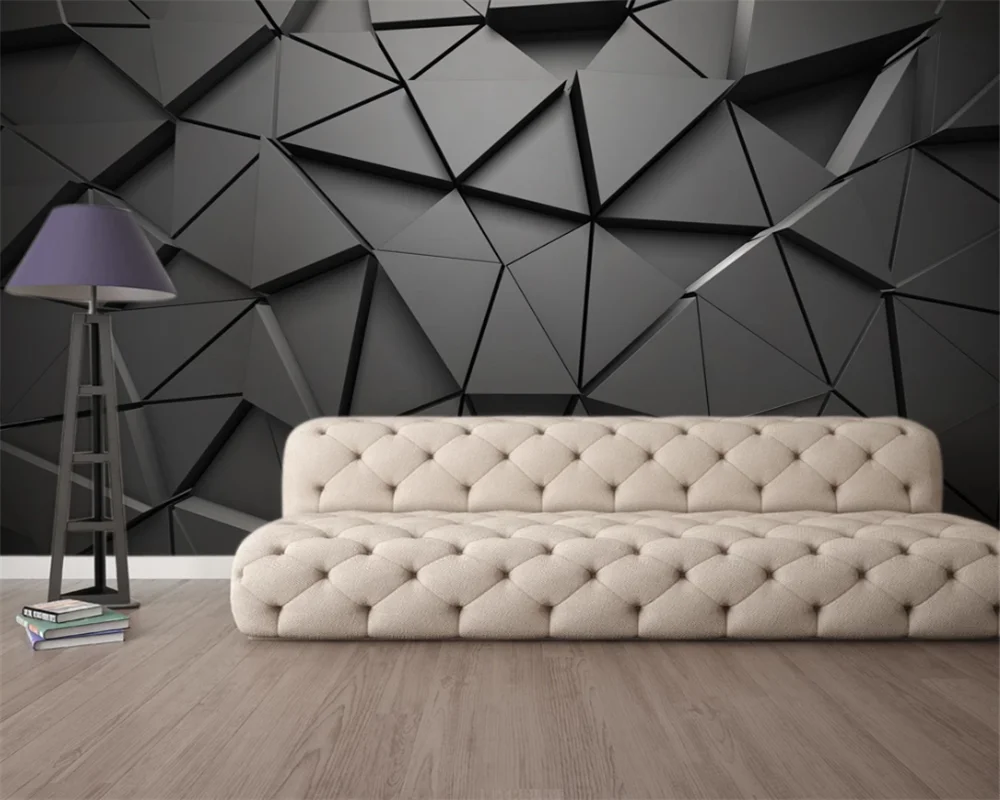 

beibehang Customize modern new 3D solid geometric abstract gray triangle background papel de parede wallpaper papier peint