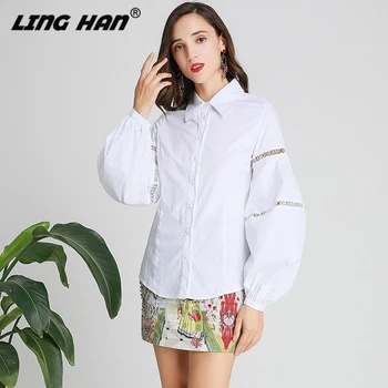 LINGHAN Designer Sets Lantern Sleeve Hollow Out Top + Diamond Print Mini skirt Two-piece suit Fashion Autumn New 
LINGHAN Designer Sets Lantern Sleeve Hollow Out Top + Diamond Print Mini skirt Two-piece suit Fashion Autumn New