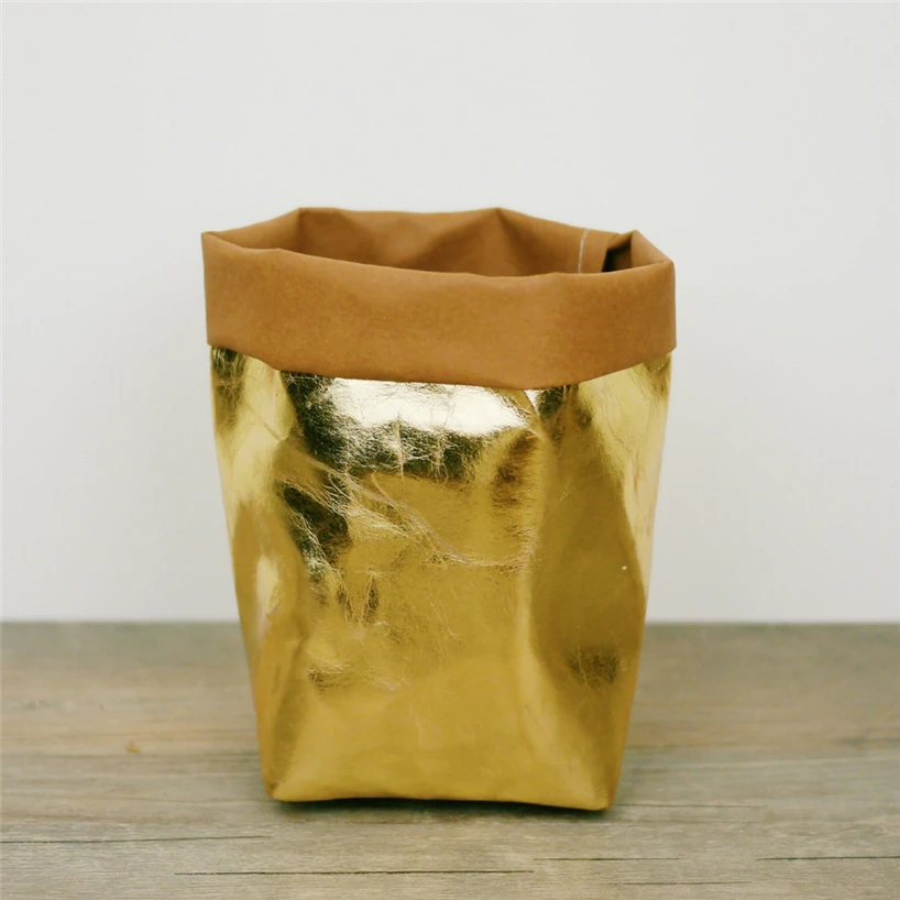 Washable kraft paper bag plant flower pot multifunctional portable simple home garden storage bag save space reuse