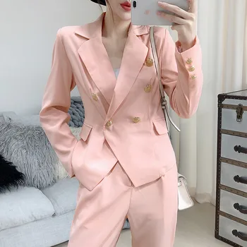 Elegant Womens Set Fashion British Blazer Suit Female Jacket High Waist Pants Sets Two Piece Tops And Pants Sets Pink Outfits
Elegant Womens Set Fashion British Blazer Suit Female Jacket High Waist Pants Sets Two Piece Tops And Pants Sets Pink Outfits