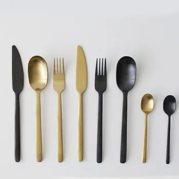 4pcs/set Stainless Steel Fork Spoon Knife Cutlery Set Stainless Steel Tea Spoon Metal Dinnerware Tableware Golden Black Cutlery
4pcs/set Stainless Steel Fork Spoon Knife Cutlery Set Stainless Steel Tea Spoon Metal Dinnerware Tableware Golden Black Cutlery