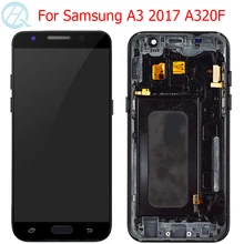 Écran tactile LCD AMOLED avec châssis, 2017 pouces, A320F, pour Samsung Galaxy A3 4.7, Original=