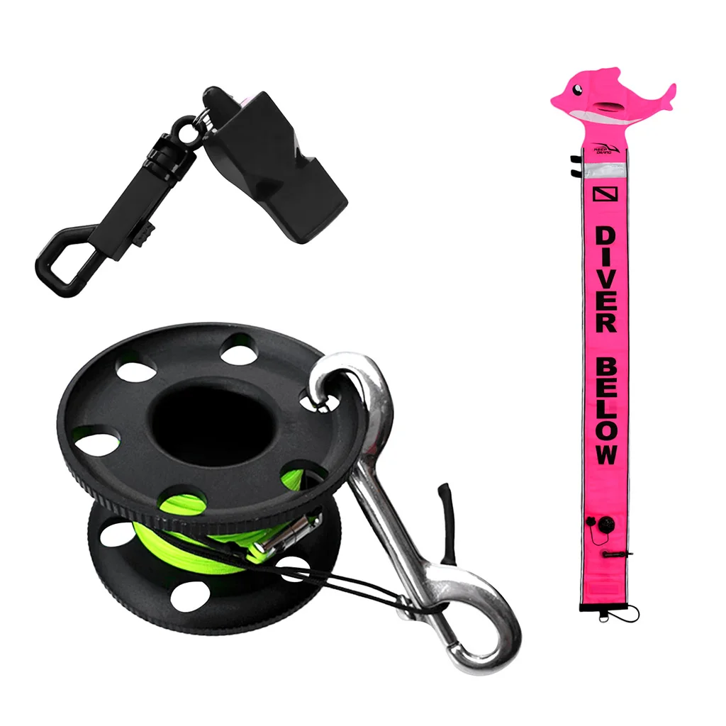 SMB Surface Buoy Marker Safety Sausage Tube, Dive Reel, Safety Whistle for Scuba Diving & Snorkeling
SMB Surface Buoy Marker Safety Sausage Tube, Dive Reel, Safety Whistle for Scuba Diving & Snorkeling