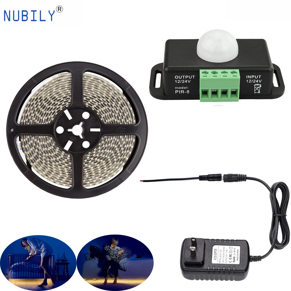 5M Bedroom Stairs Children Light 2835 Waterproof LED Strip LED Night Light PIR Sensor Motion Detective Switch DC12V Power Supply
5M Bedroom Stairs Children Light 2835 Waterproof LED Strip LED Night Light PIR Sensor Motion Detective Switch DC12V Power Supply
