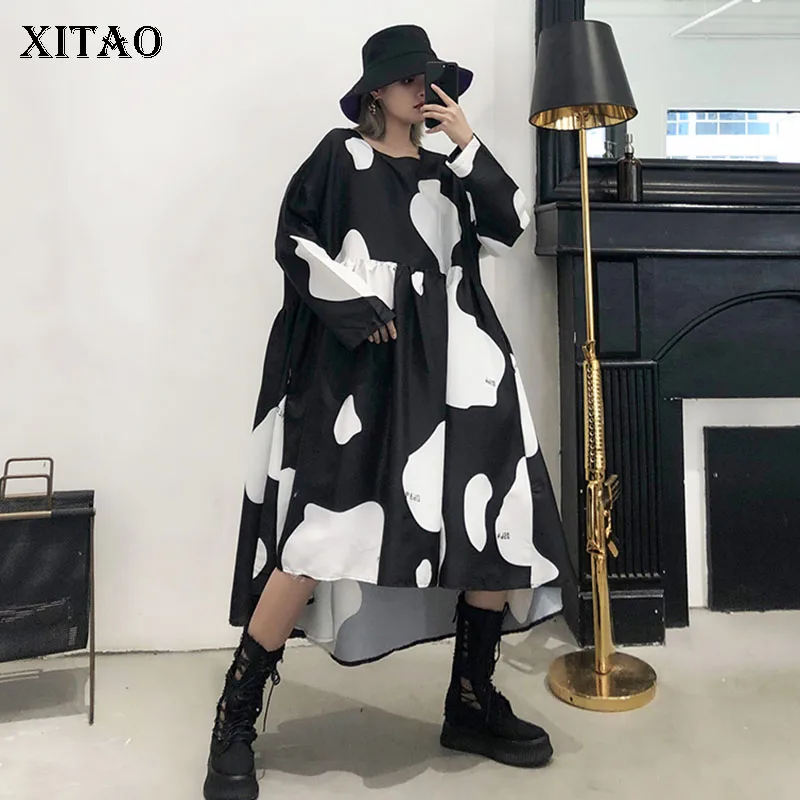 XITAO/большие размеры платье с разрезом женское корейское Модное Новое Платье