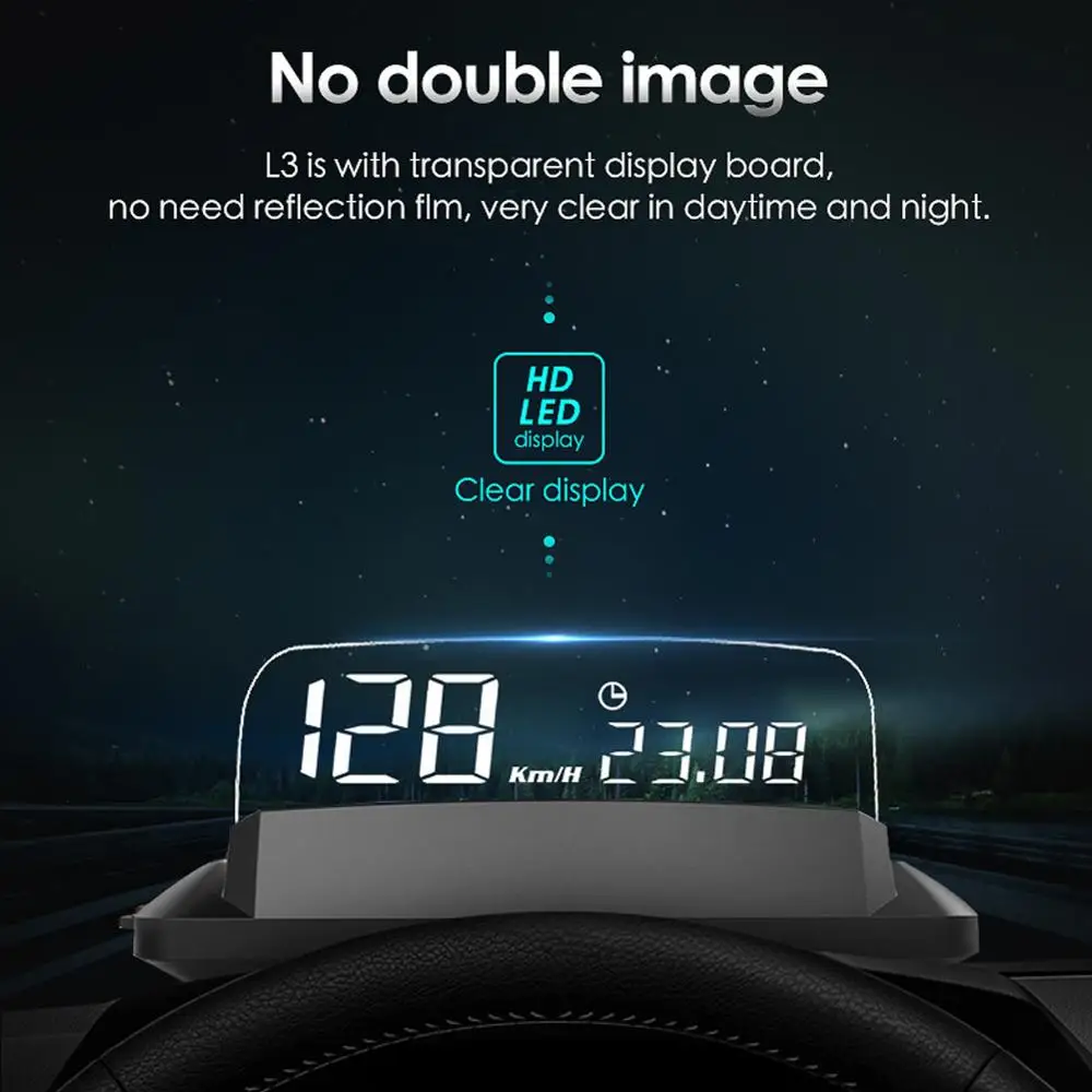 L3 HUD Car Head-up Display OBD2 Display Speedometer Car GPS Digital Head-Up Display HUD Projector Overspeed Warning
L3 HUD Car Head-up Display OBD2 Display Speedometer Car GPS Digital Head-Up Display HUD Projector Overspeed Warning