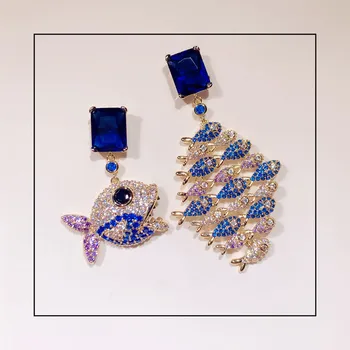 S925 Silver Needles Drop Earrings For Women Lovely Cubic Zirconia Asymmetry Temperament Brincos Big Fish Eat Small Fish Jewelry
S925 Silver Needles Drop Earrings For Women Lovely Cubic Zirconia Asymmetry Temperament Brincos Big Fish Eat Small Fish Jewelry