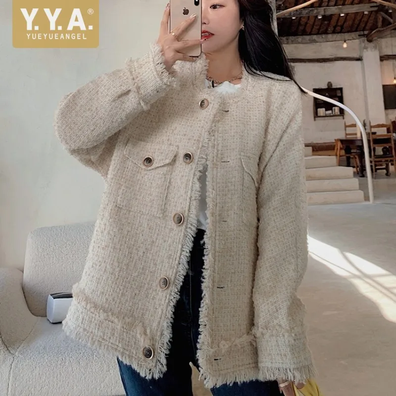 Spring Autumn Women Loose Fit Tassels Tweed Jacket Single Breasted Elegant Ladies New Outerwear Coat Casual Streetwear Jackets
Spring Autumn Women Loose Fit Tassels Tweed Jacket Single Breasted Elegant Ladies New Outerwear Coat Casual Streetwear Jackets