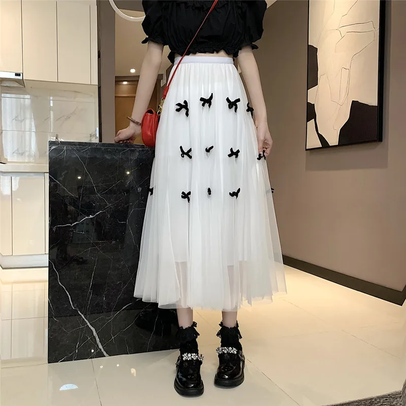 Net Yarn Long Skirt Female Bow Knot Knot A-line Skirt Female Summer New Style Korean High Waist Mid-length Skirt Trend
Net Yarn Long Skirt Female Bow Knot Knot A-line Skirt Female Summer New Style Korean High Waist Mid-length Skirt Trend