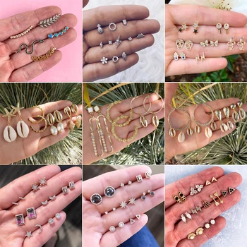 30 Styles Boho Crystal Moon Stars Cross Geometry Stud Earrings Set for Women Punk Mix Design Leaf Aros Wedding Bohemian Jewelry
30 Styles Boho Crystal Moon Stars Cross Geometry Stud Earrings Set for Women Punk Mix Design Leaf Aros Wedding Bohemian Jewelry