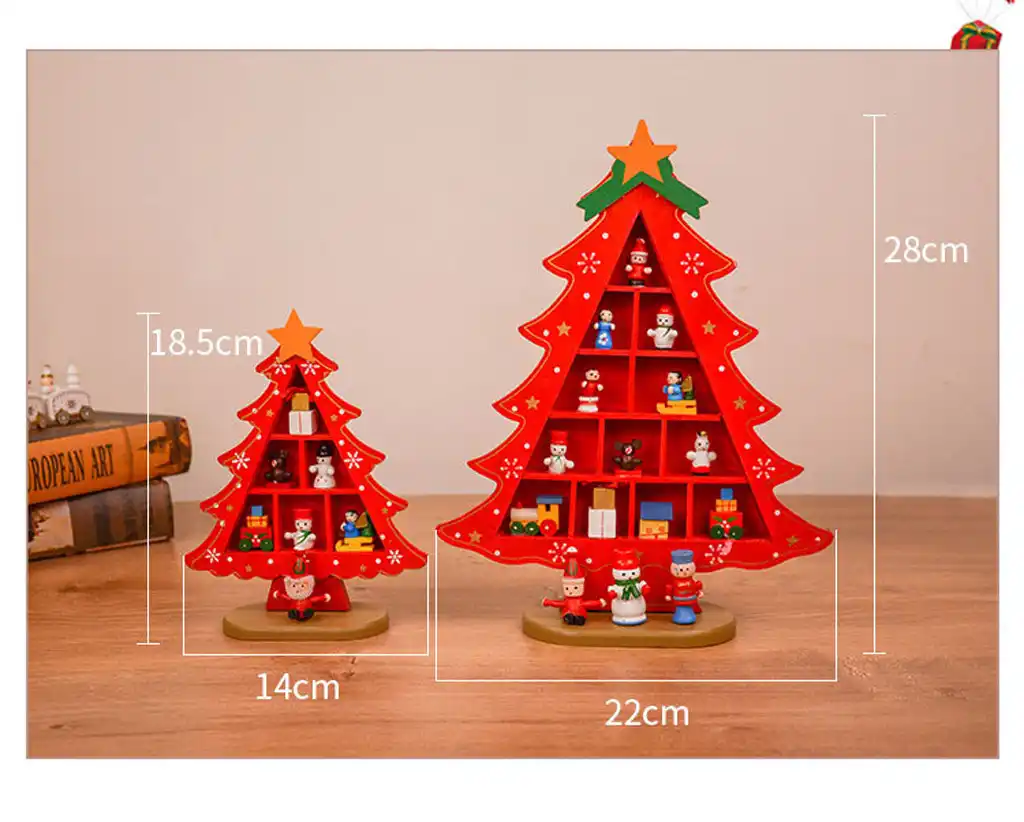 wooden xmas tree handmade toys home christmas ornament table