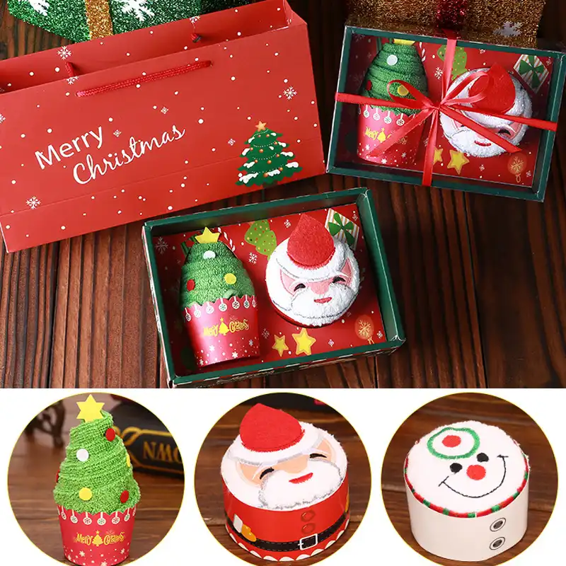 creative towel cute santa claus snowman christmas tree cotton